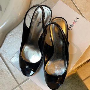 Style&co. Black Patent Leather Peep-Toe Pumps